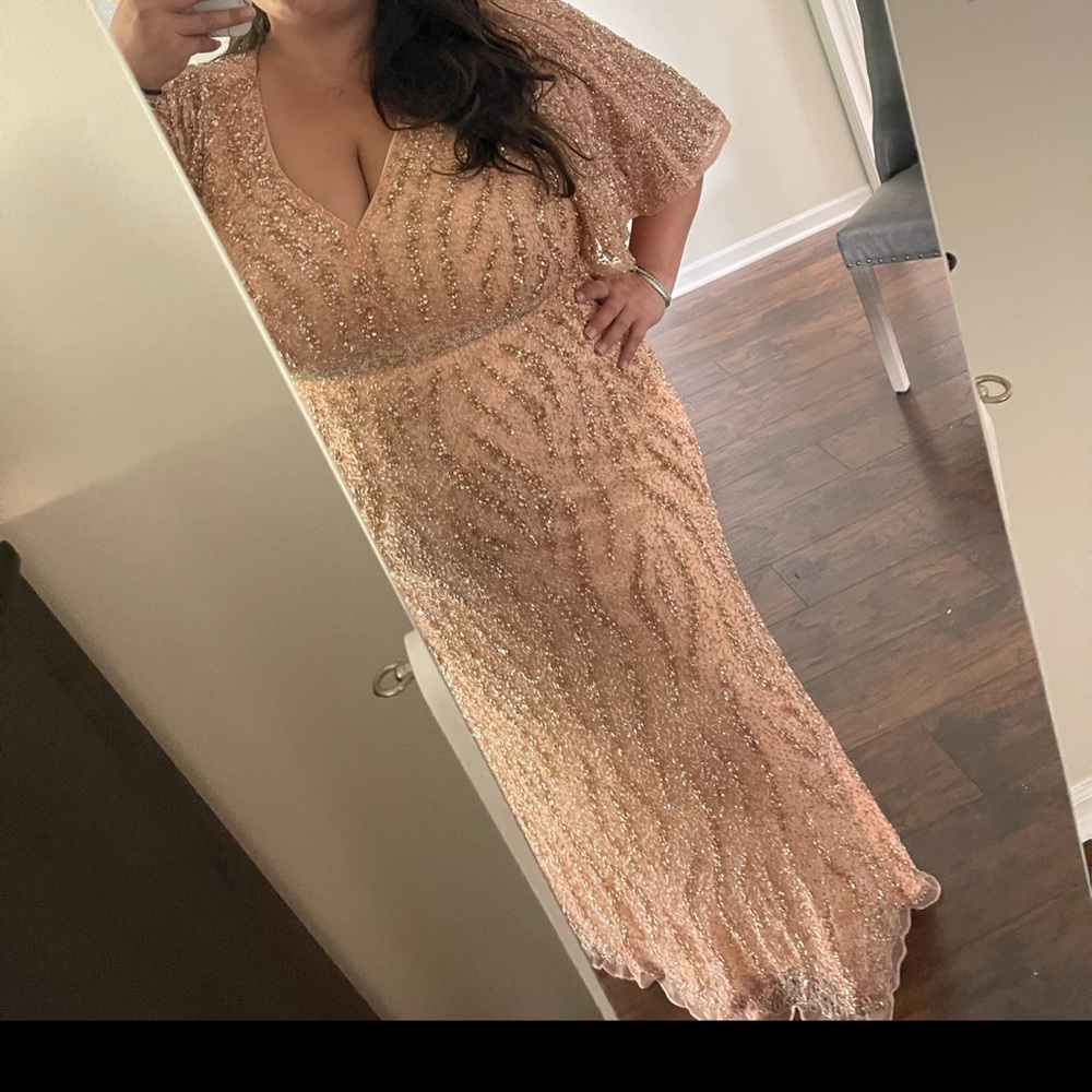 Mac Duggal Capelet sequin sheath